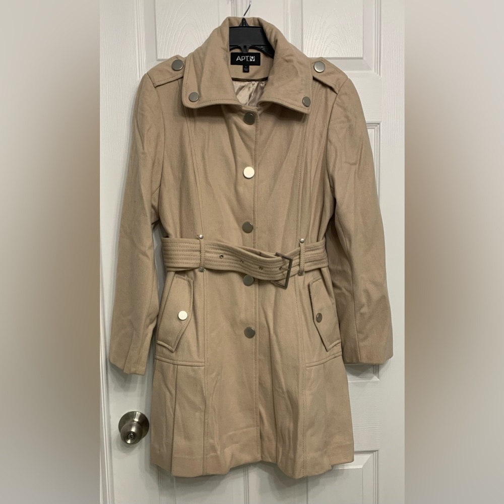 Apt 9 camel / tan color wool blend trench coat